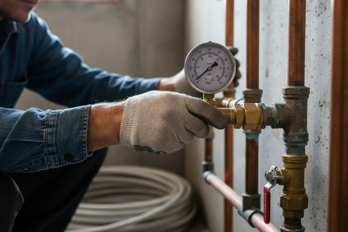 Pressure testing a repaired line during Water Line Repair in Fort Monmouth